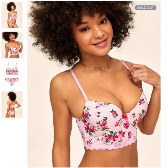NWT Adore Me Meissa Push Up Set size 34A S pink floral - Picture 3 of 11
